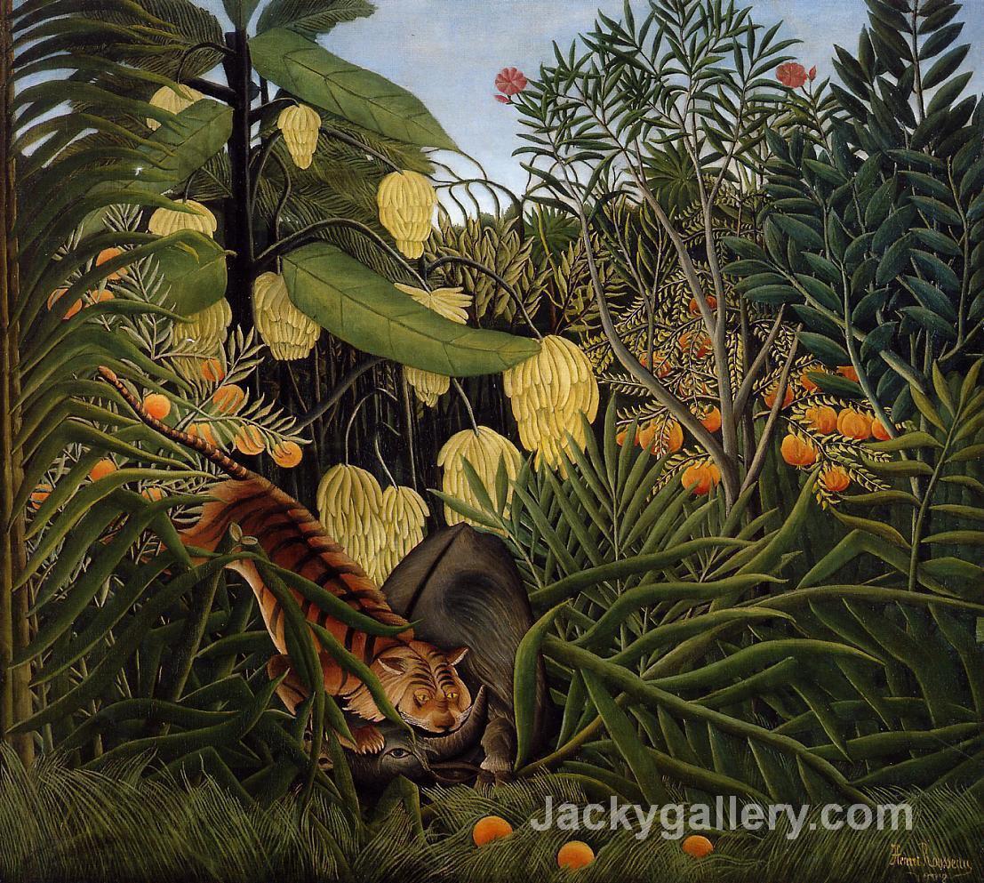 Fight Between a Tiger and a Buffalo by Henri Rousseau paintings reproduction